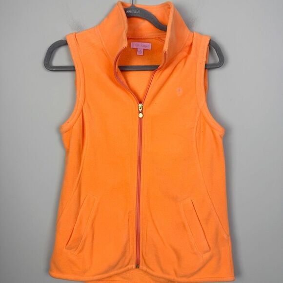 LILLY PULITZER | Orange Fleece Full Zip Front Sleeveless Vest Women’s Size Small - Picture 1 of 7